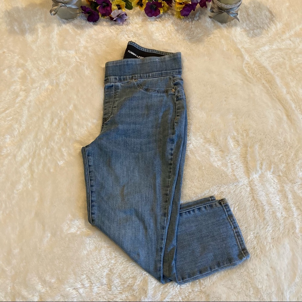 NY&C Med Wash Tummy-less Pull On Jeans Sz XL